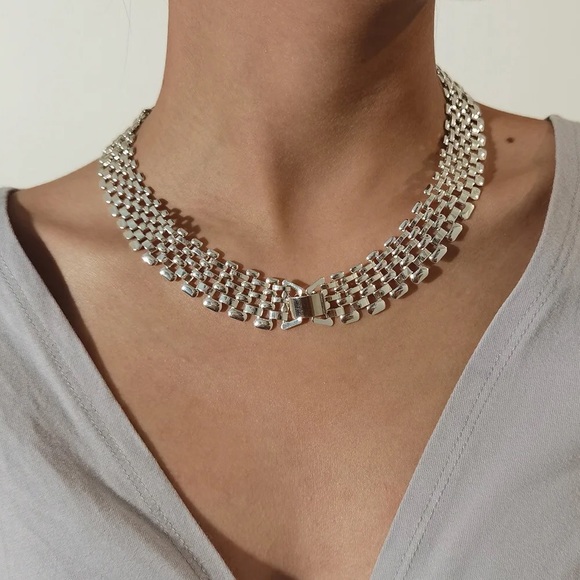 Exaggerated 925S Wide Hollow Chunky Choker - Picture 2 of 11